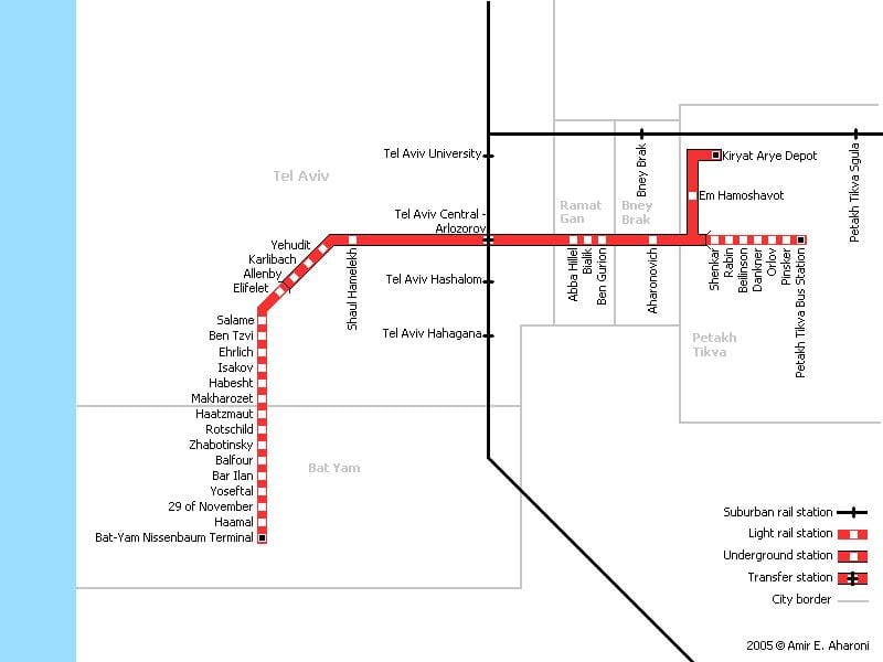 Tel Aviv метроны газрын зураг